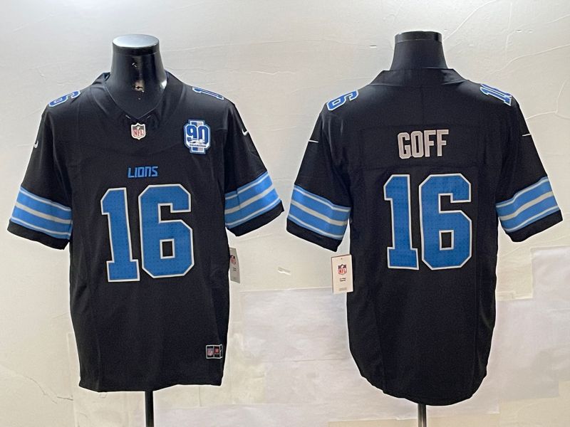 Men Detroit Lions #16 Goff Black three generations 2024 Nike Limited NFL Jersey style 3->detroit lions->NFL Jersey